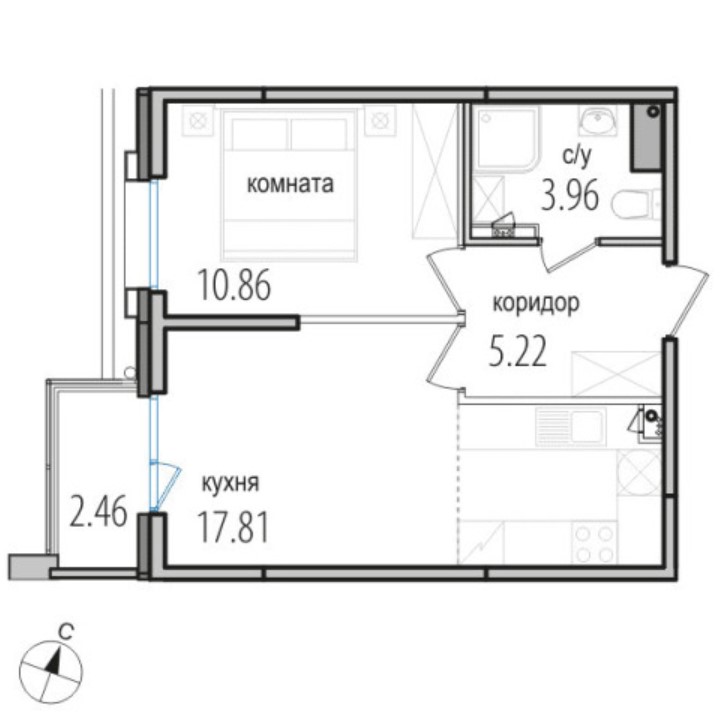 1-комнатная квартира в ЖК Inkeri