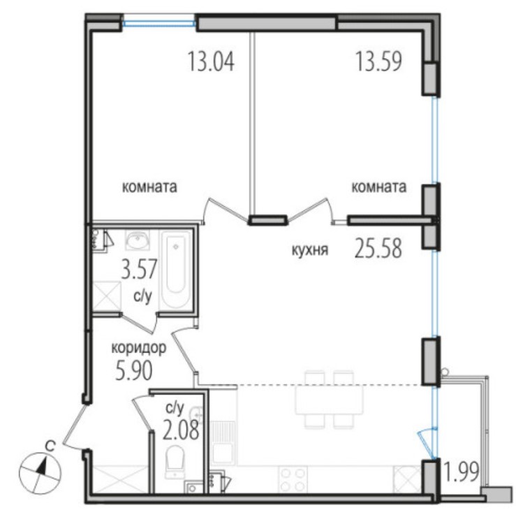 2-комнатная квартира в ЖК Inkeri