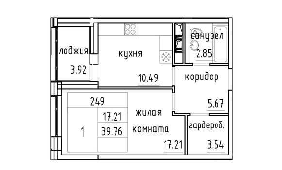 1-комнатная квартира в ЖК «Life-Лесная»