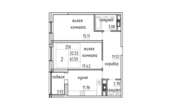 2-комнатная квартира в ЖК «Life-Лесная»