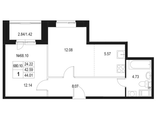 1-комнатная квартира в ЖК «Английская миля»