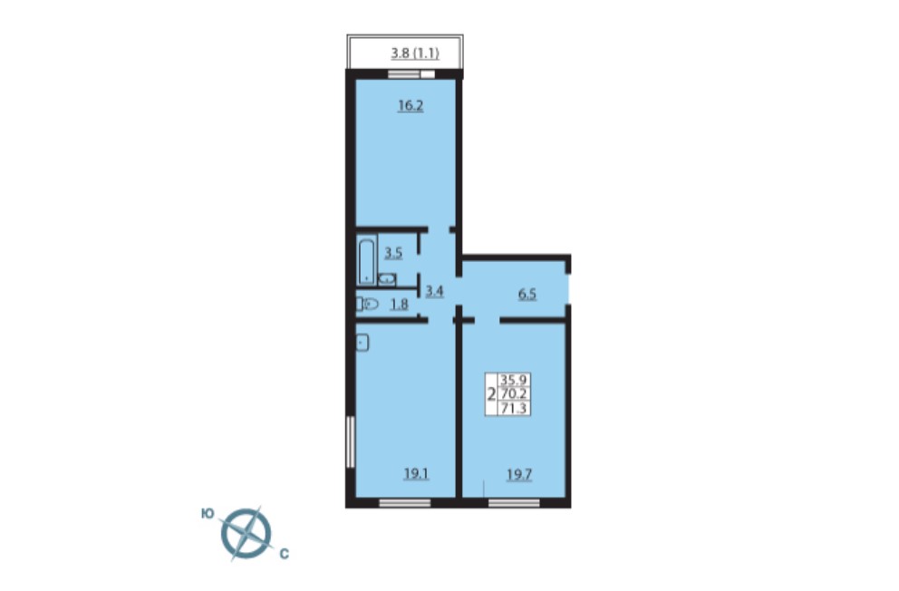 2-комнатная квартира в ЖК «Цивилизация»