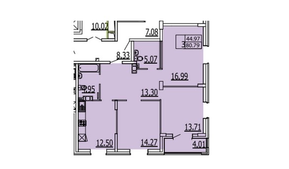 3-комнатная квартира в ЖК «Life-Приморский»