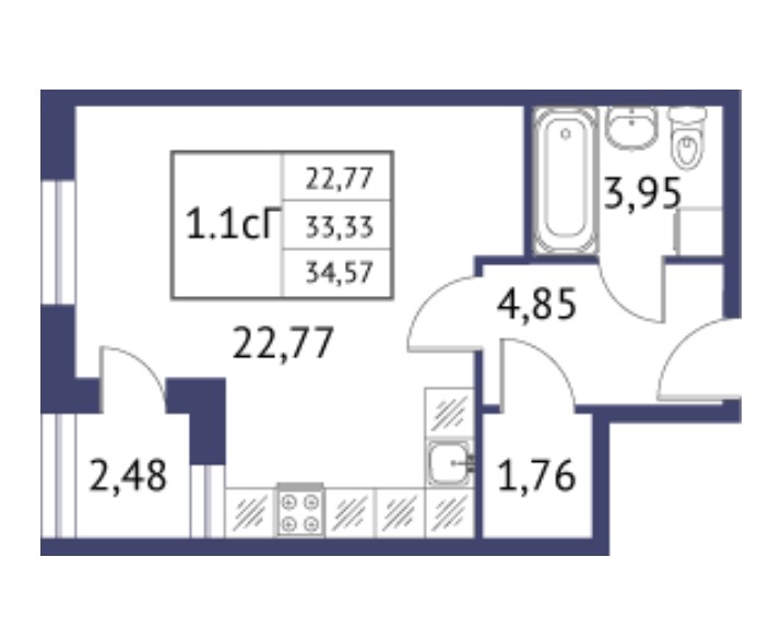 Студия в ЖК «Неоклассика 2»