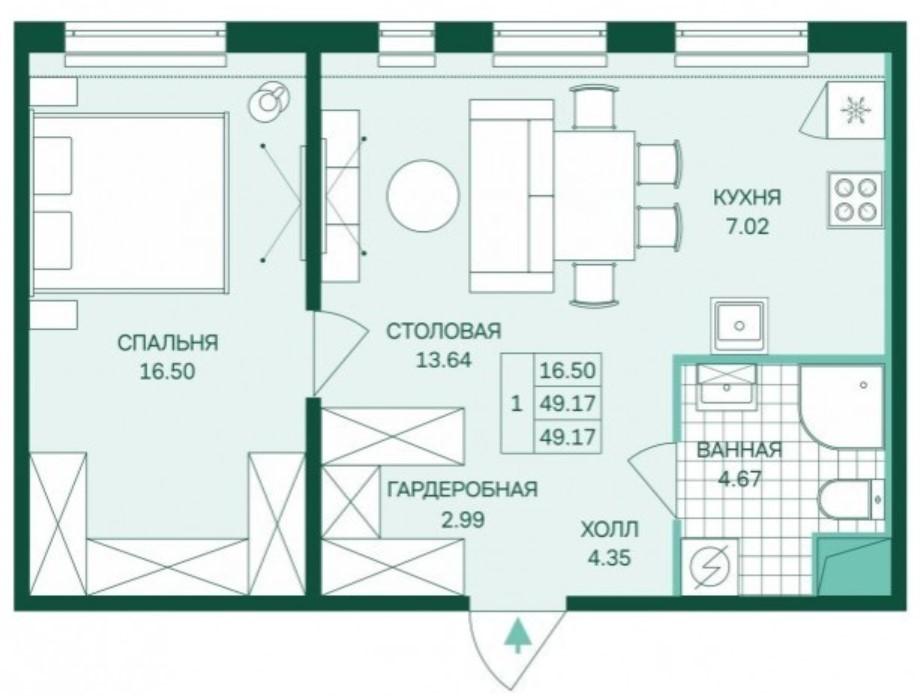 1-комнатная квартира в ЖК Skandi Klubb