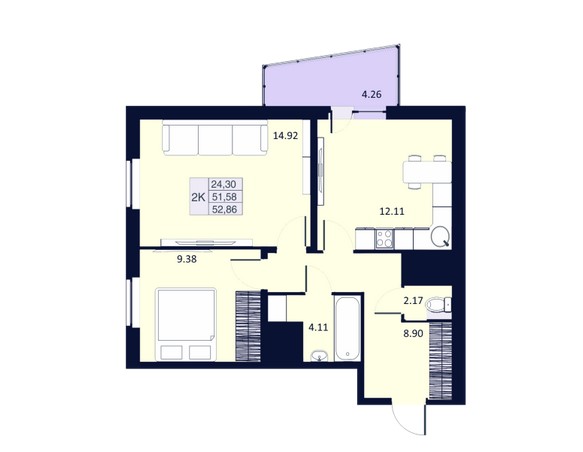 2-комнатная квартира в ЖК «Муринские высоты»