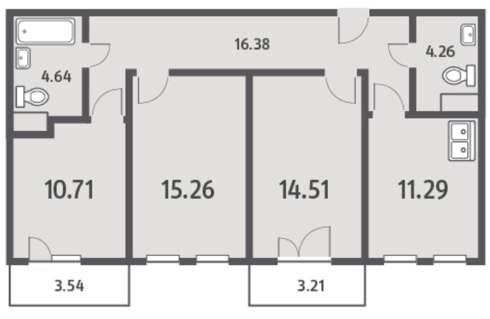 3-комнатная квартира в ЖК «Янила Драйв»