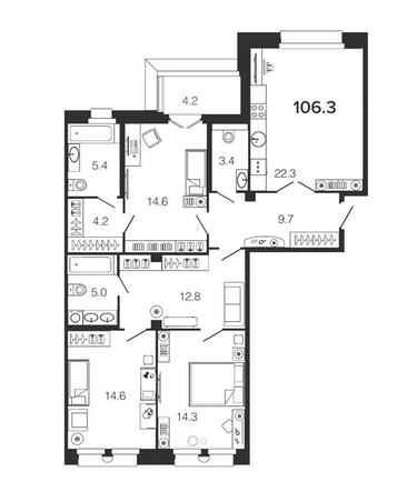 3-комнатная квартира в ЖК Futurist