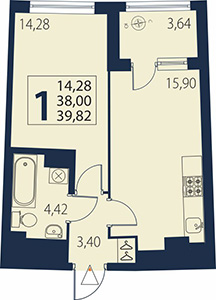 1-комнатная квартира в ЖК «Континенты»