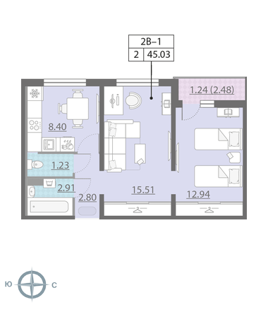 2-комнатная квартира в ЖК «Ручьи»