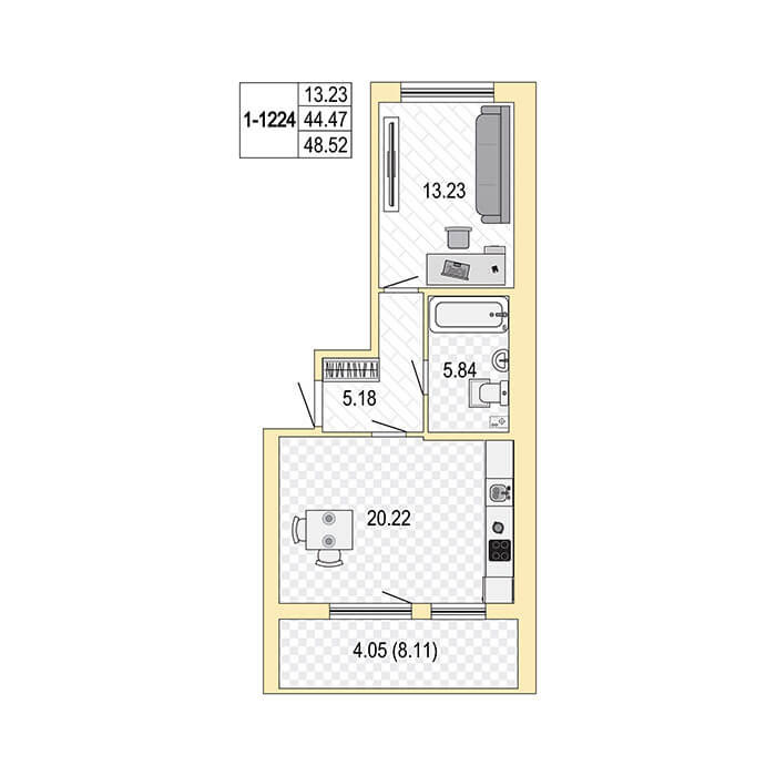 1-комнатная квартира в ЖК «Жемчужная Гавань»