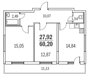 2-комнатная квартира в ЖК «Граффити»