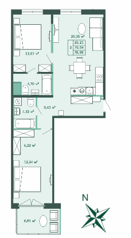 2-комнатная квартира в ЖК Magnifika Residence
