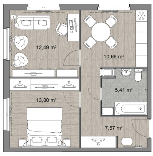 2-комнатная квартира в ЖК «Инвест-отель IN2IT»