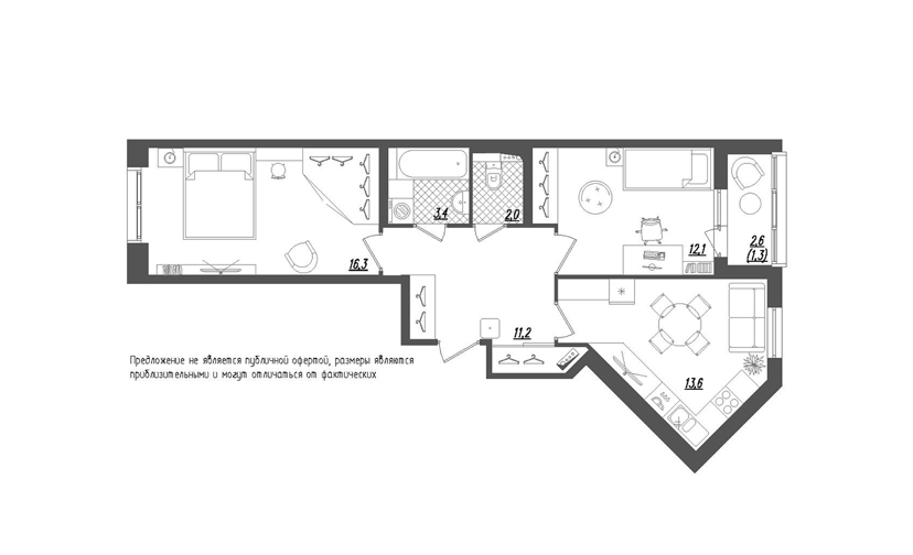 2-комнатная квартира в ЖК «Галактика»