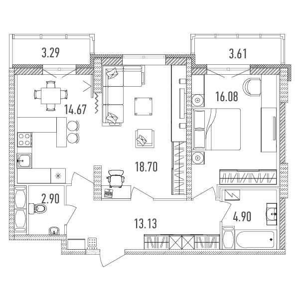 2-комнатная квартира в ЖК «Ленинград»