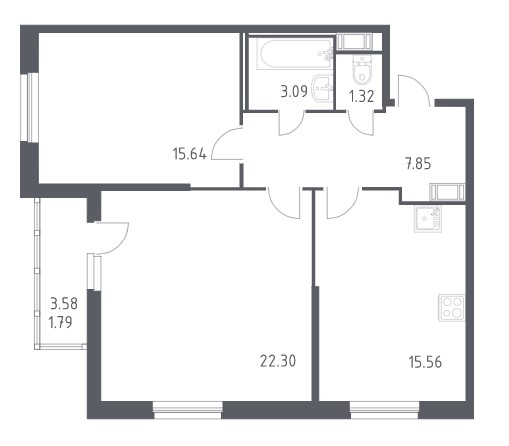 2-комнатная квартира в ЖК «Астрид»