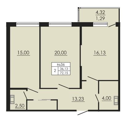 2-комнатная квартира в Фамильный дом Nobelius