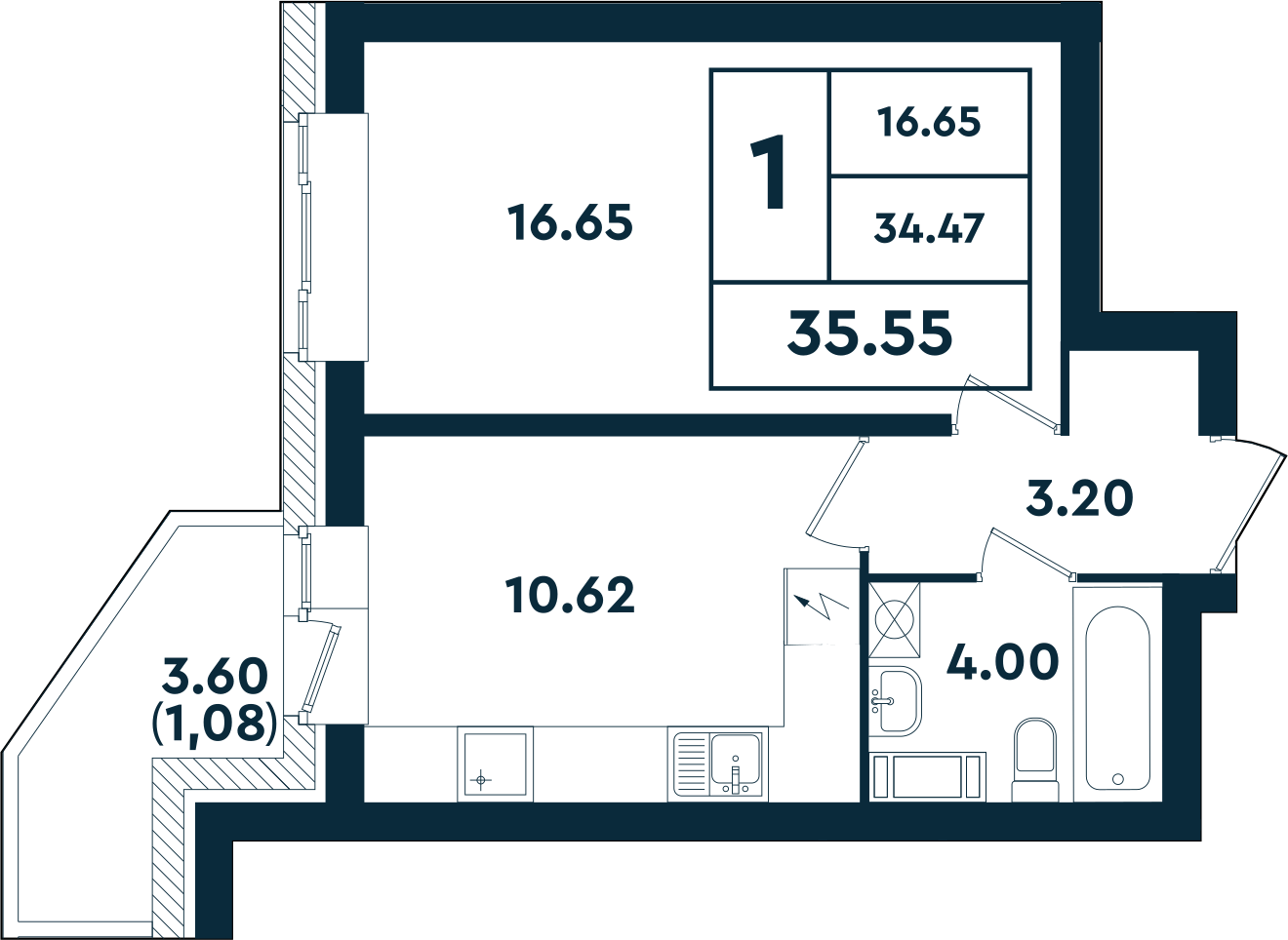 1-комнатная квартира в ЖК «Оазис»