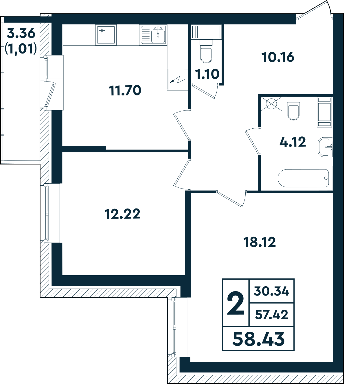 2-комнатная квартира в ЖК «Оазис»
