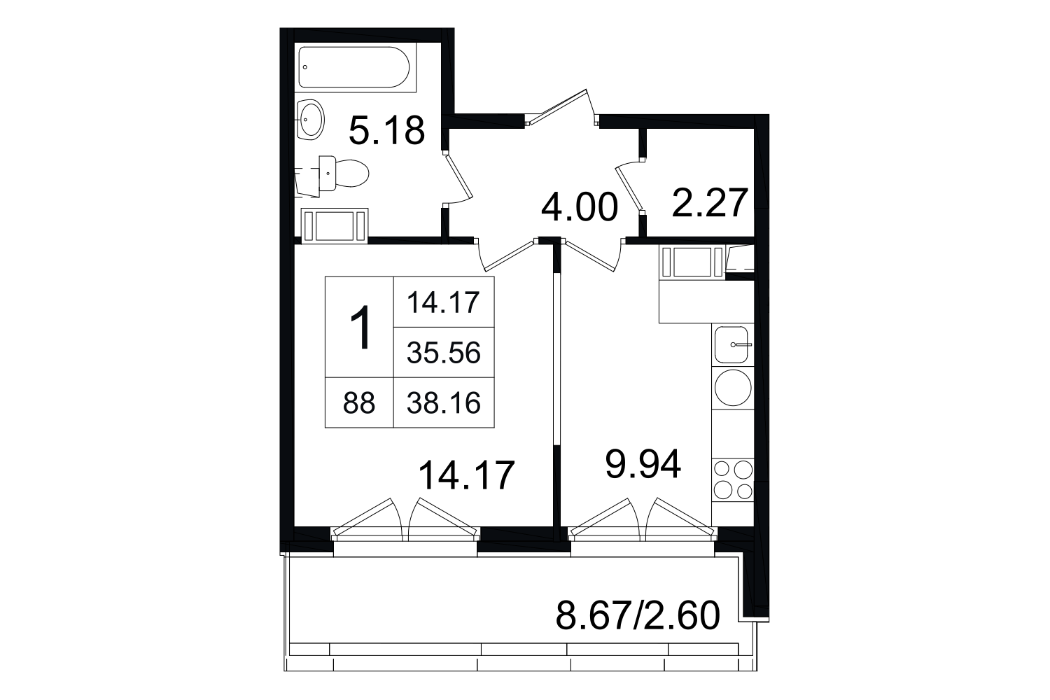 1-комнатная квартира в ЖК «Гранд Хаус»