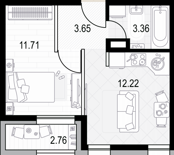 1-комнатная квартира в ЖК «VEREN NEXT Октябрьская»