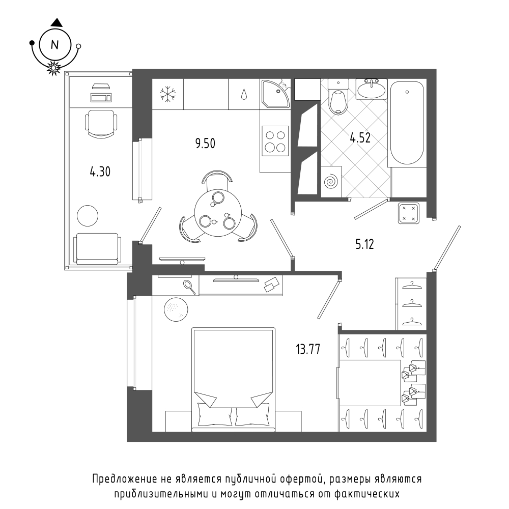 1-комнатная квартира в ЖК «Охта Хаус»