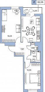 2-комнатная квартира в ЖК «Аквилон Скай»