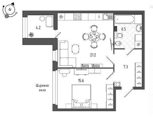 1-комнатная квартира в ЖК «Галактика PRO»