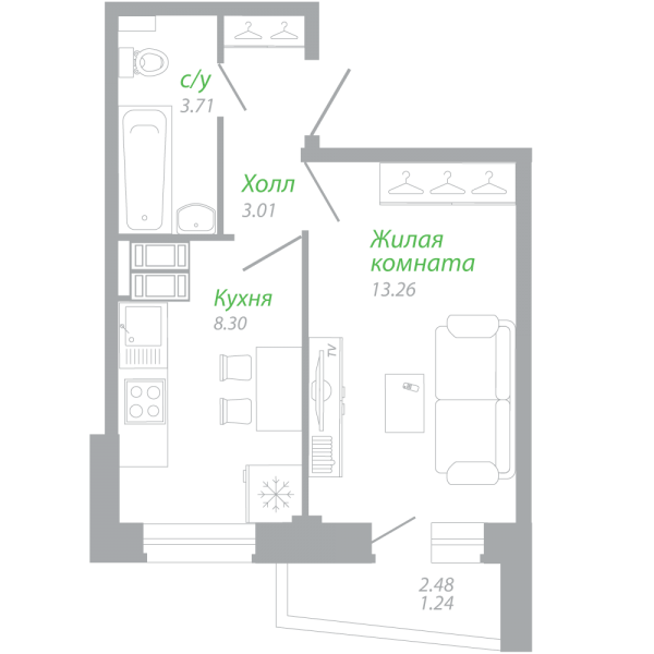 1-комнатная квартира в ЖК «Малая Охта»