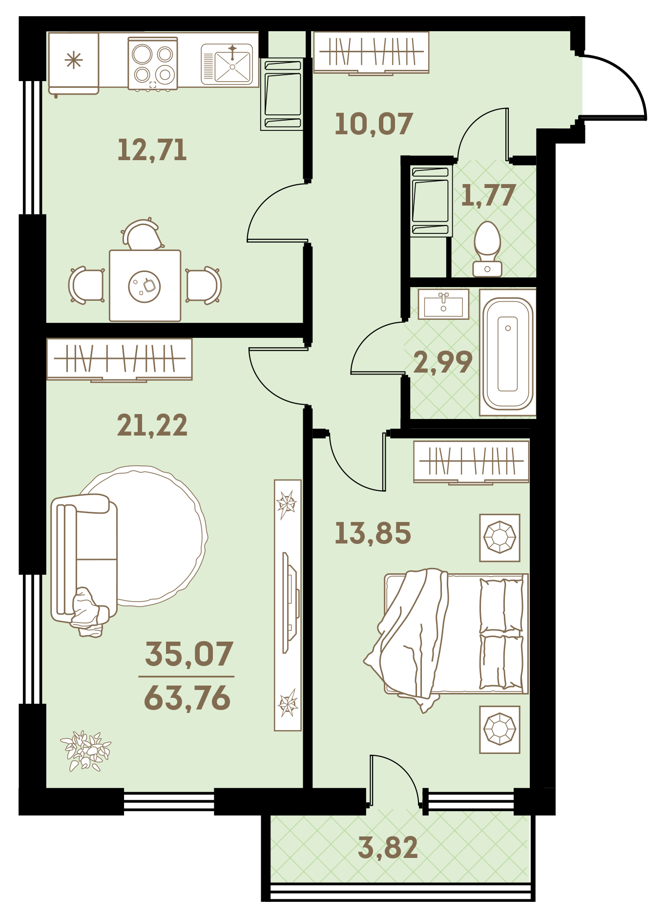 2-комнатная квартира в ЖК «Окла»