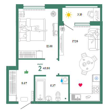 1-комнатная квартира в ЖК «Принцип»