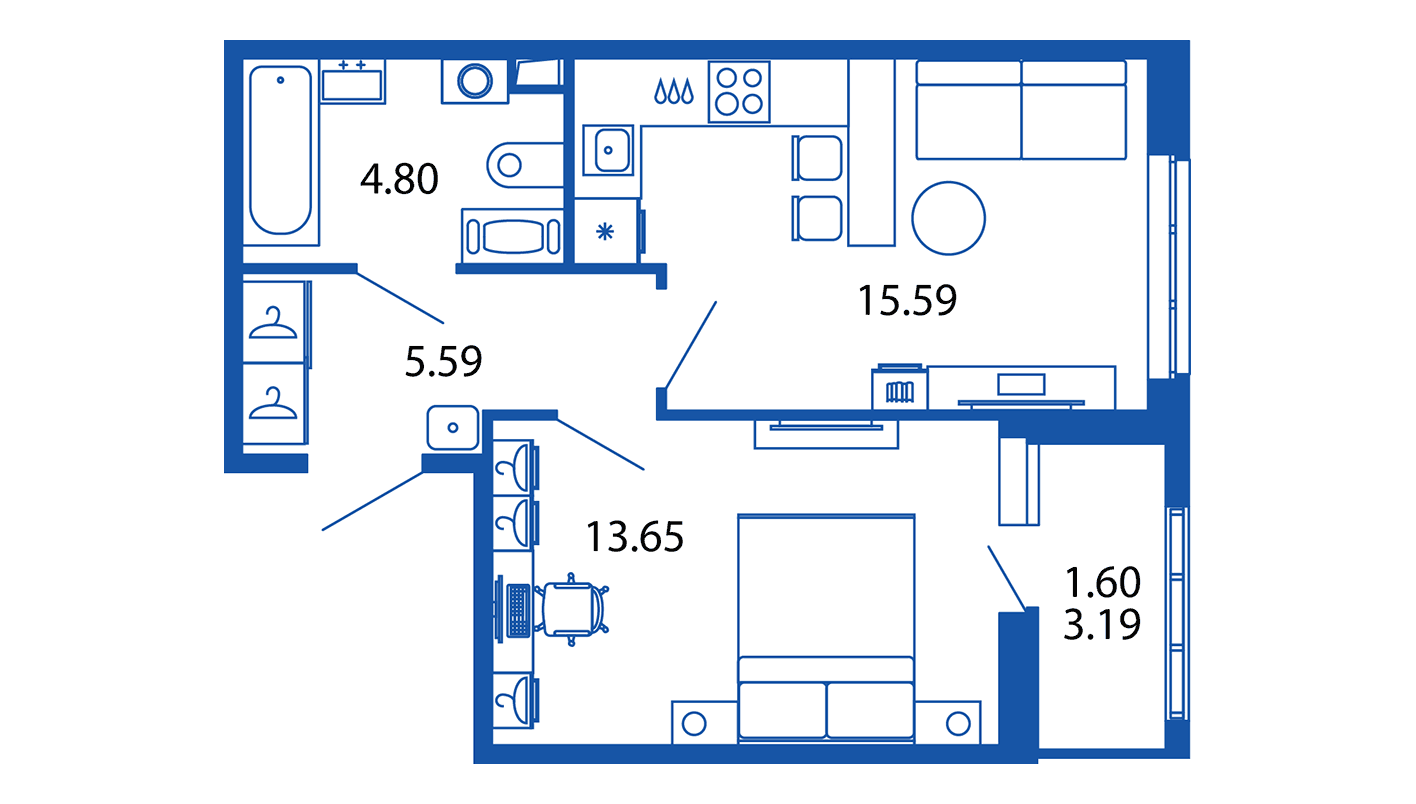 1-комнатная квартира в ЖК «Полис Приморский 2»