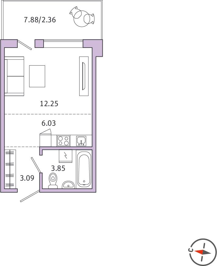 1-комнатная квартира в ЖК «Юттери»