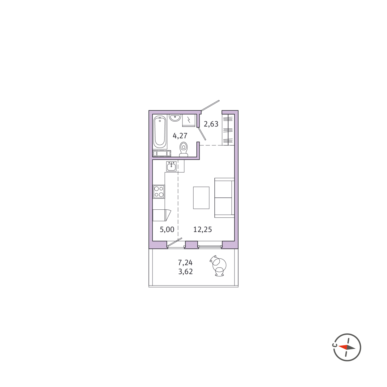 1-комнатная квартира в ЖК «Юттери»