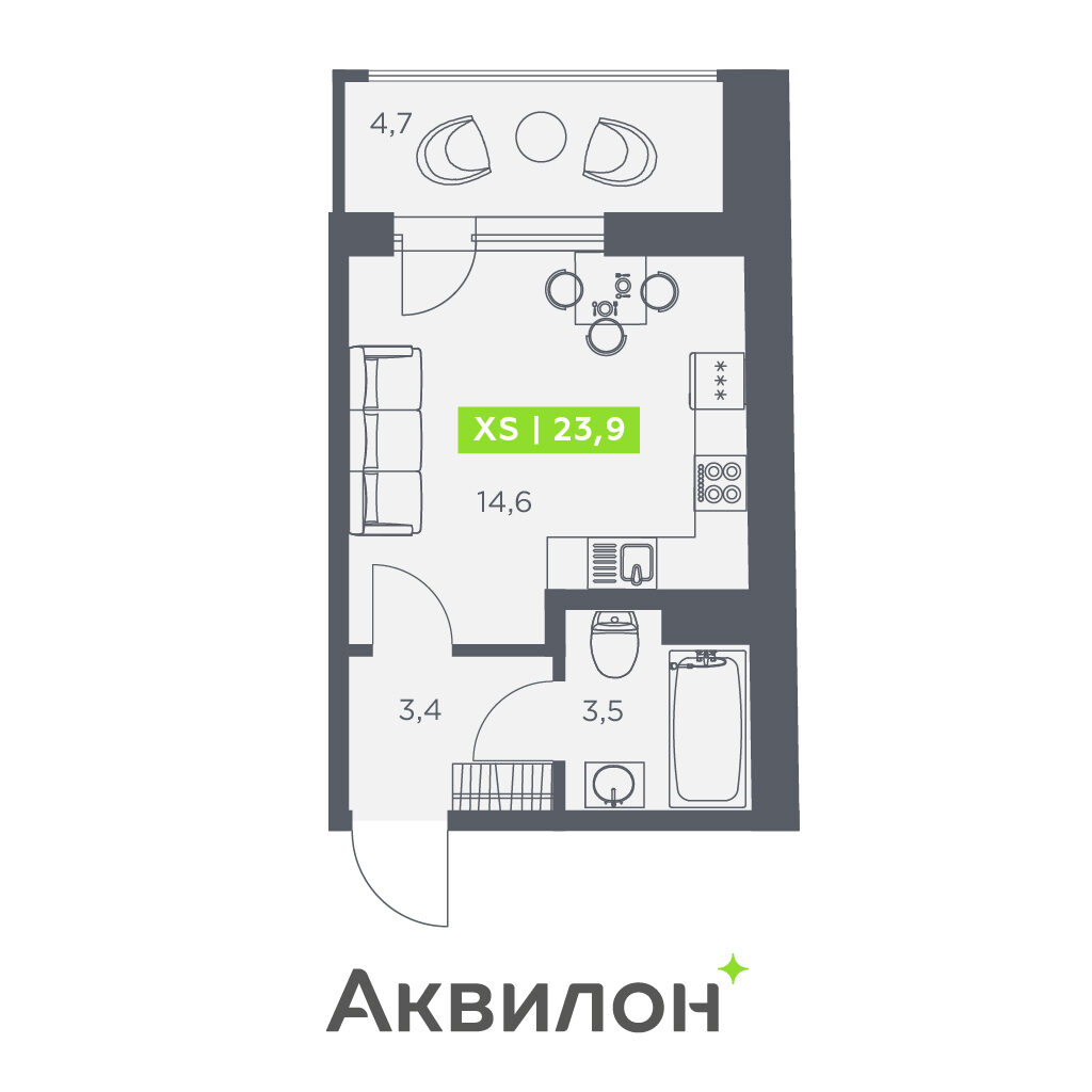 Студия в ЖК «Аквилон Zalive»