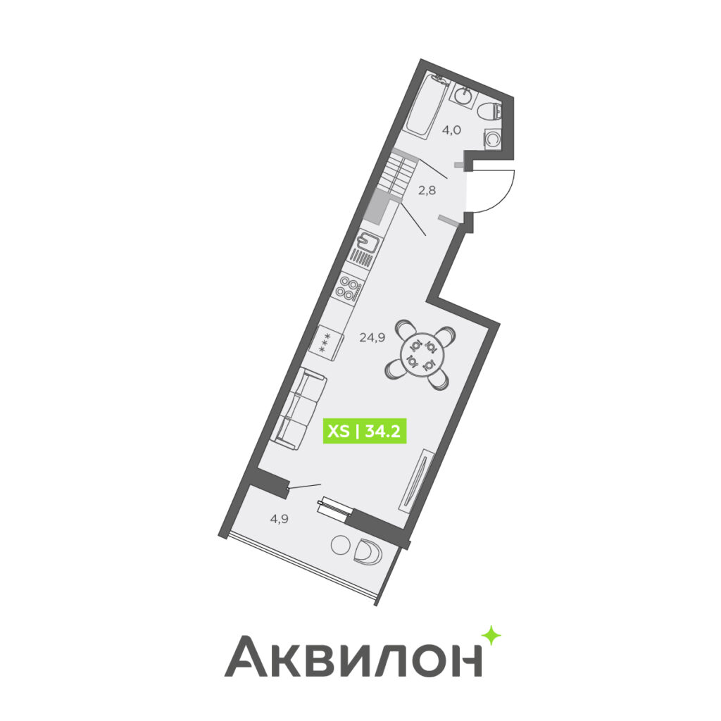 Студия в ЖК «Аквилон Zalive»