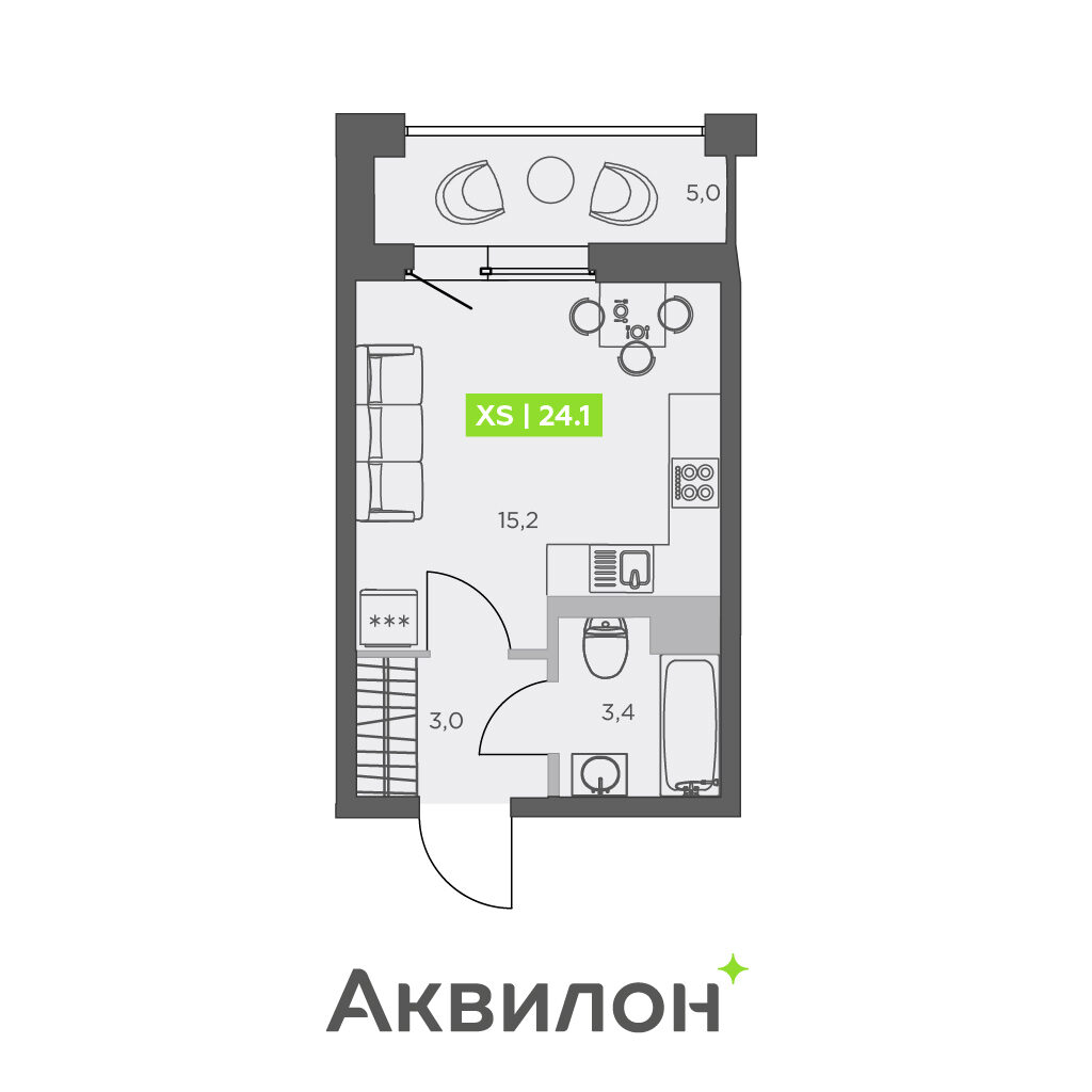 Студия в ЖК «Аквилон Zalive»