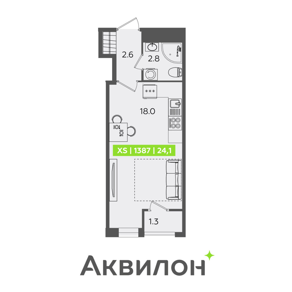 Студия в ЖК «FoRest Аквилон»