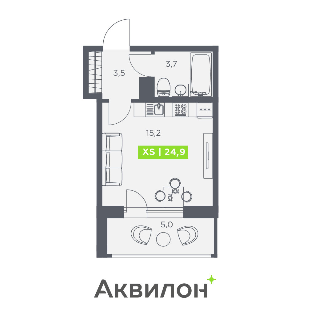 Студия в ЖК «Аквилон Zalive»