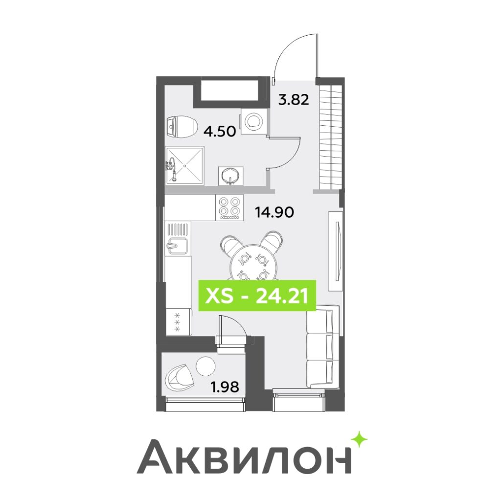 Студия в ЖК «Аквилон Leaves»