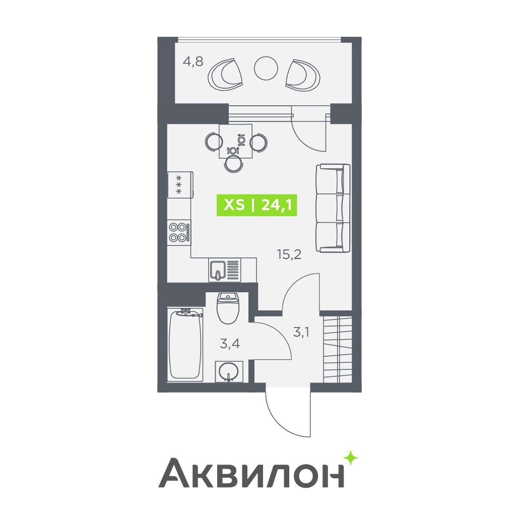 Студия в ЖК «Аквилон Zalive»