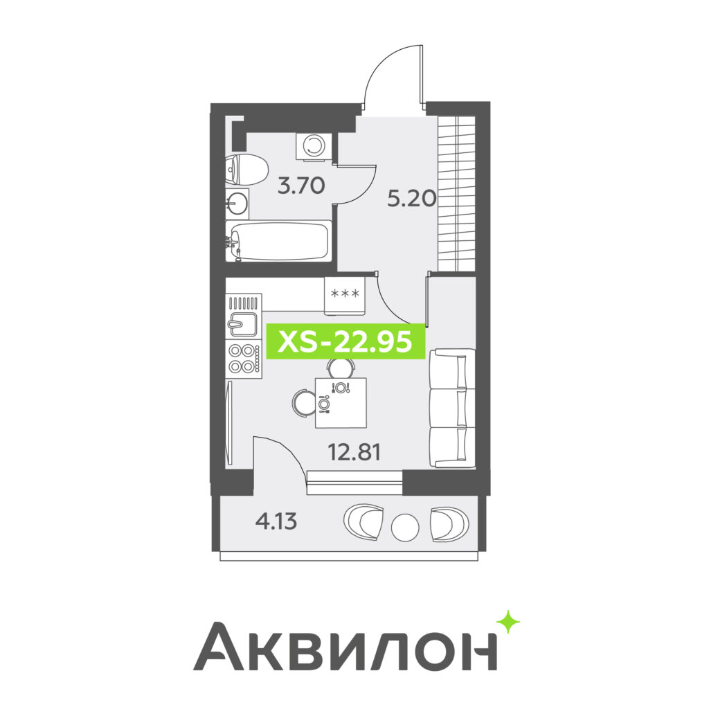 Студия в ЖК «Аквилон ALL in 3.0»