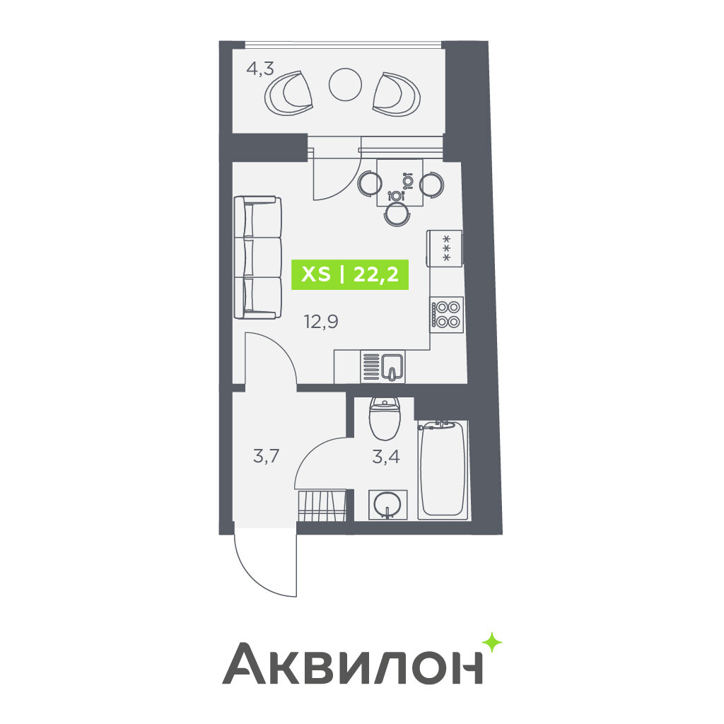 Студия в ЖК «Аквилон Zalive»