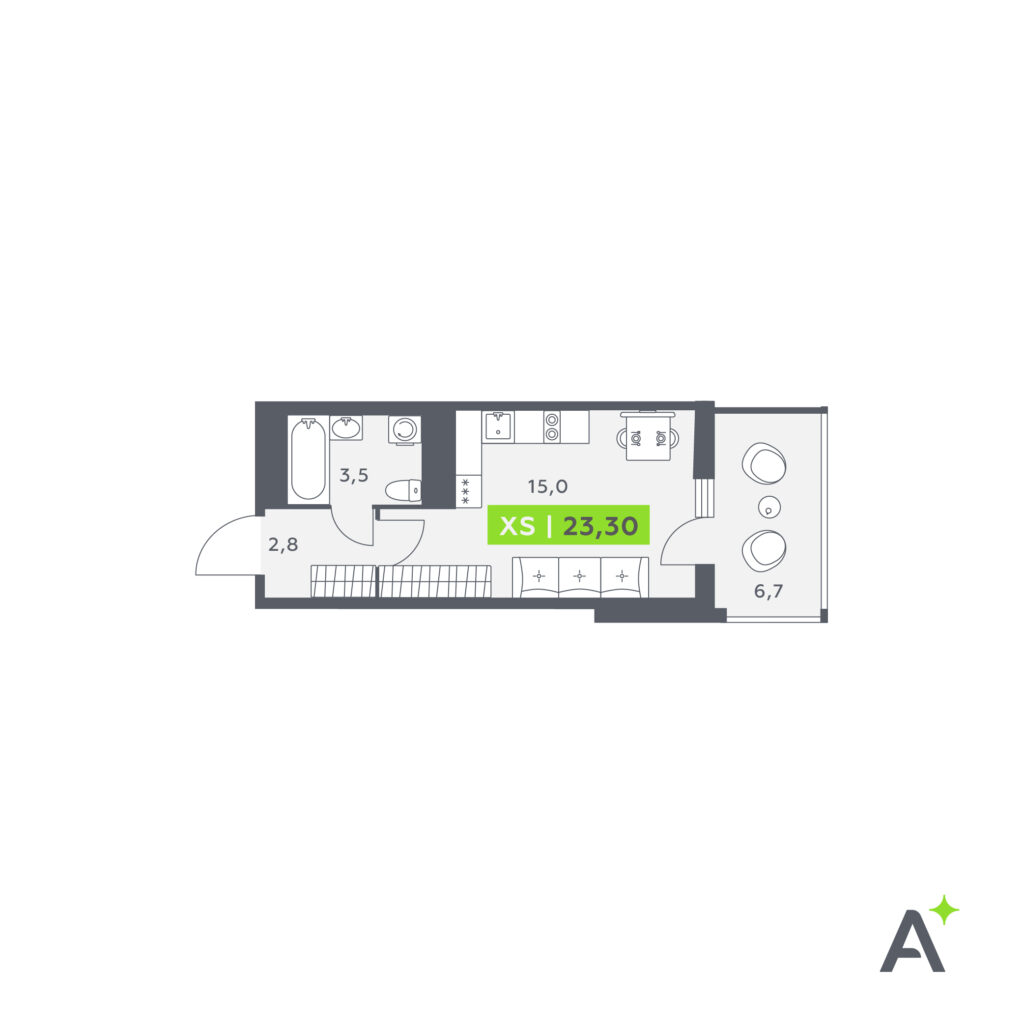 Студия в ЖК «Аквилон Stories»