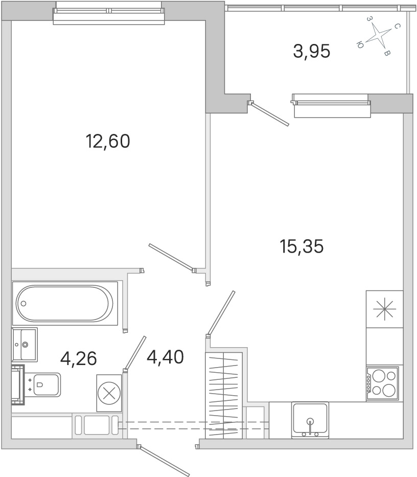 1-комнатная квартира в ЖК «Югтаун»