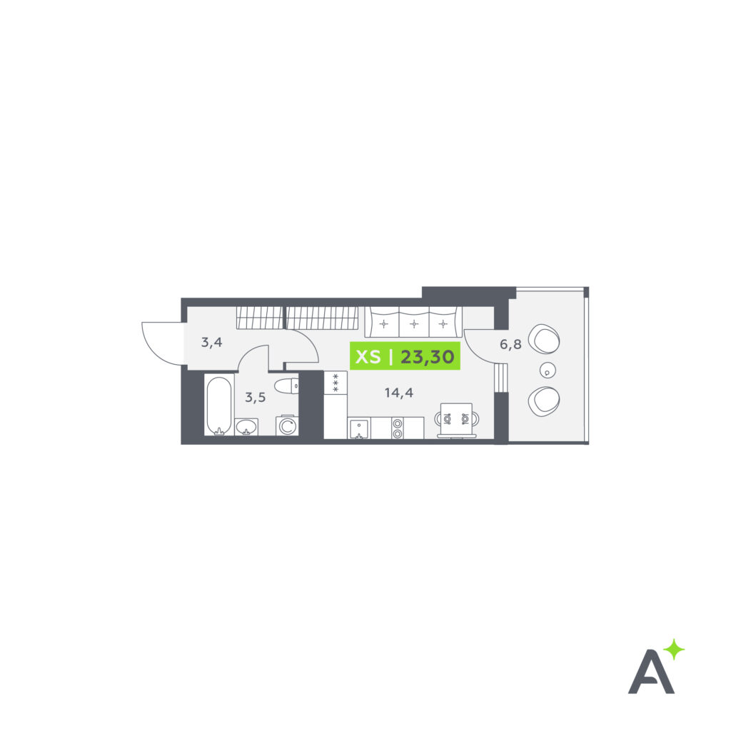 Студия в ЖК «Аквилон Stories»