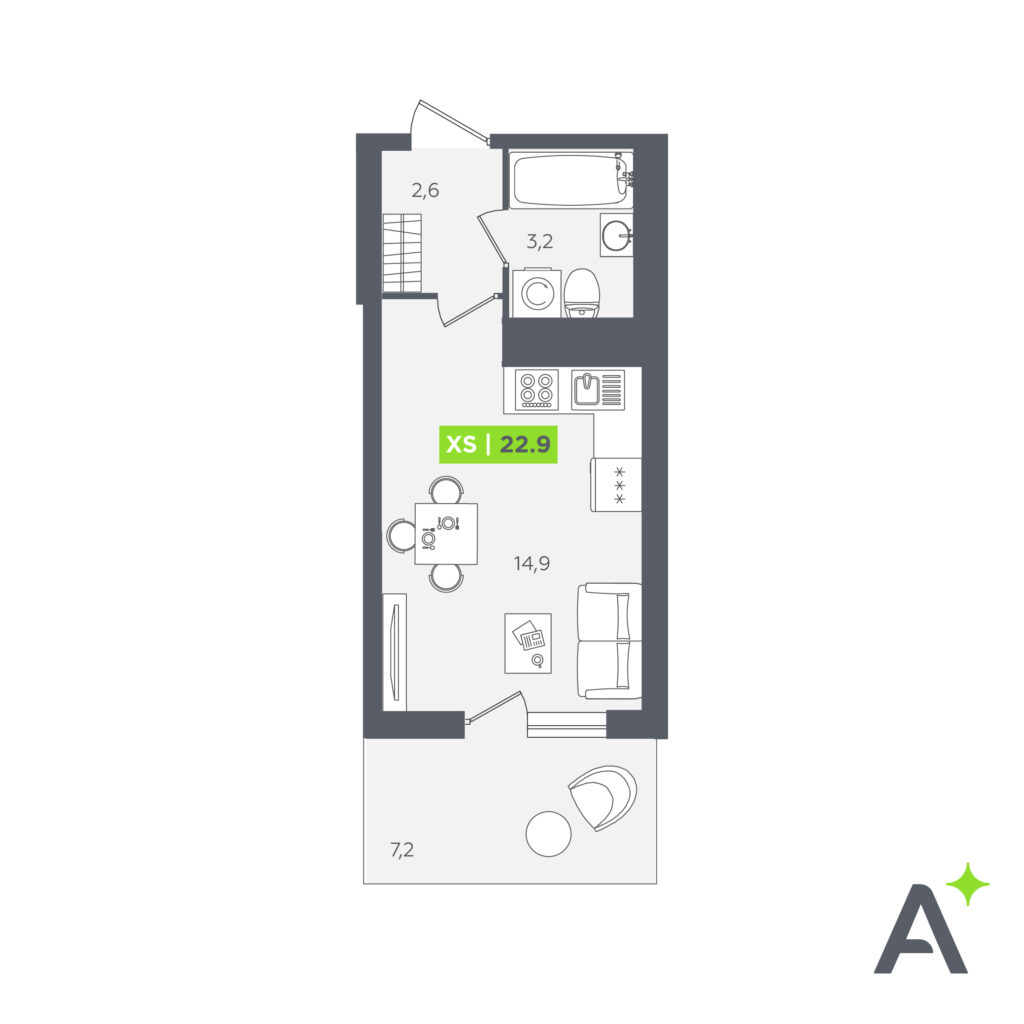 Студия в ЖК «Аквилон Stories»