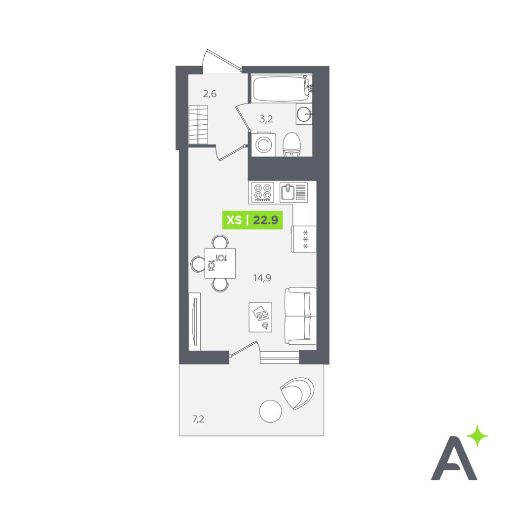 Студия в ЖК «Аквилон Stories»